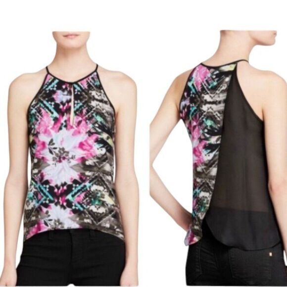 Parker Size M Silk Nassau Combo Abstract Print Tank Top Sleeveless Round Neck‎ - Picture 2 of 13